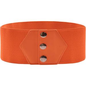GRACE KARIN Women’s Snap-Button Corset Belt Wide Elastic Belts for Dress Stretchy Waistband(Orange)