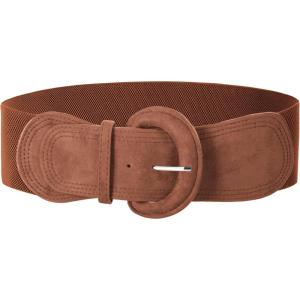 GRACE KARIN Women’s Suede Elastic Belt Wide Stretchy Belt Vintage Chunky Buckle Belts S-XXL(Suede#brown)