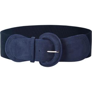 GRACE KARIN Women’s Suede Elastic Belt Wide Stretchy Belt Vintage Chunky Buckle Belts S-XXL(Suede#navy Blue)