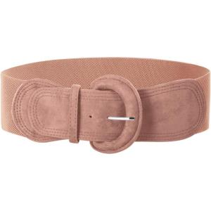 GRACE KARIN Women’s Suede Elastic Belt Wide Stretchy Belt Vintage Chunky Buckle Belts S-XXL(Suede#pink)