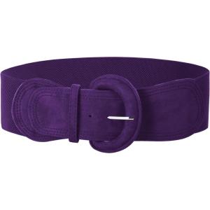 GRACE KARIN Women’s Suede Elastic Belt Wide Stretchy Belt Vintage Chunky Buckle Belts S-XXL(Suede#purple)