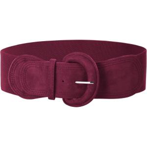 GRACE KARIN Women’s Suede Elastic Belt Wide Stretchy Belt Vintage Chunky Buckle Belts S-XXL(Suede#wine Red)