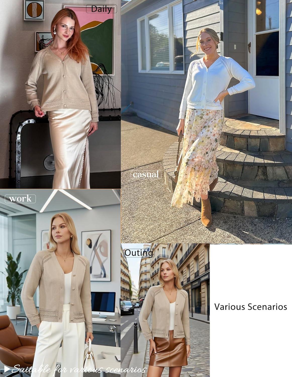 imageGRACE KARIN Cotton Cropped Cardigan Sweater for Women Lightweight V neck Button Up Sweater Spring Summer Fashion Clothes 2026Pink