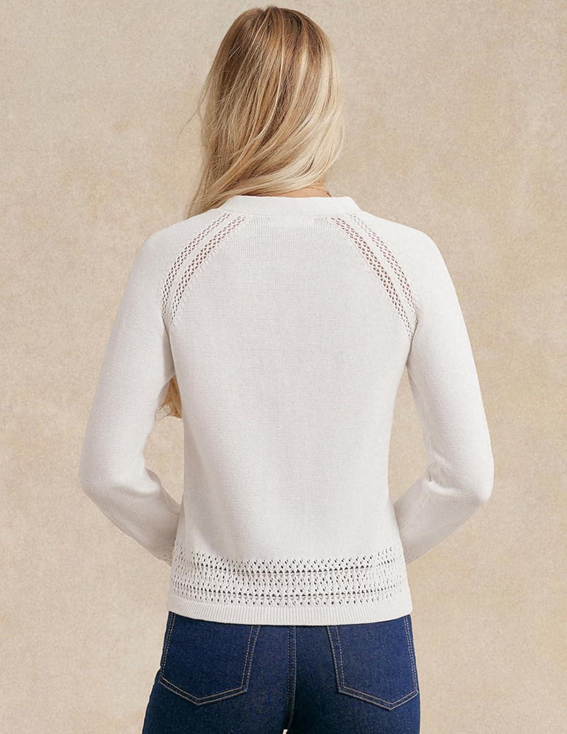 imageGRACE KARIN Cotton Cropped Cardigan Sweater for Women Lightweight V neck Button Up Sweater Spring Summer Fashion Clothes 2026White