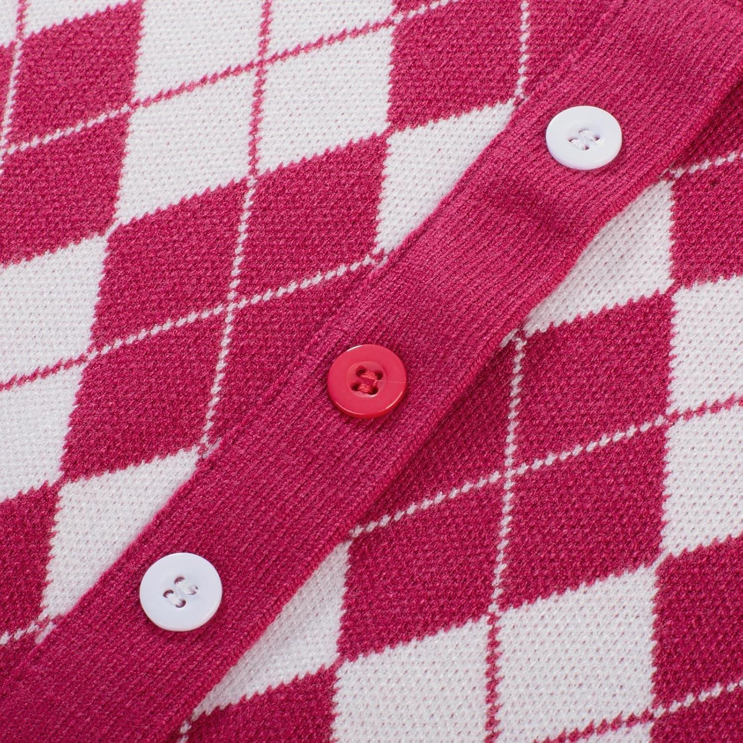 imageGRACE KARIN Girls Argyle Knit Sweater Dress Long Sleeve Fall Winter Christmas Dresses 614YRose Red