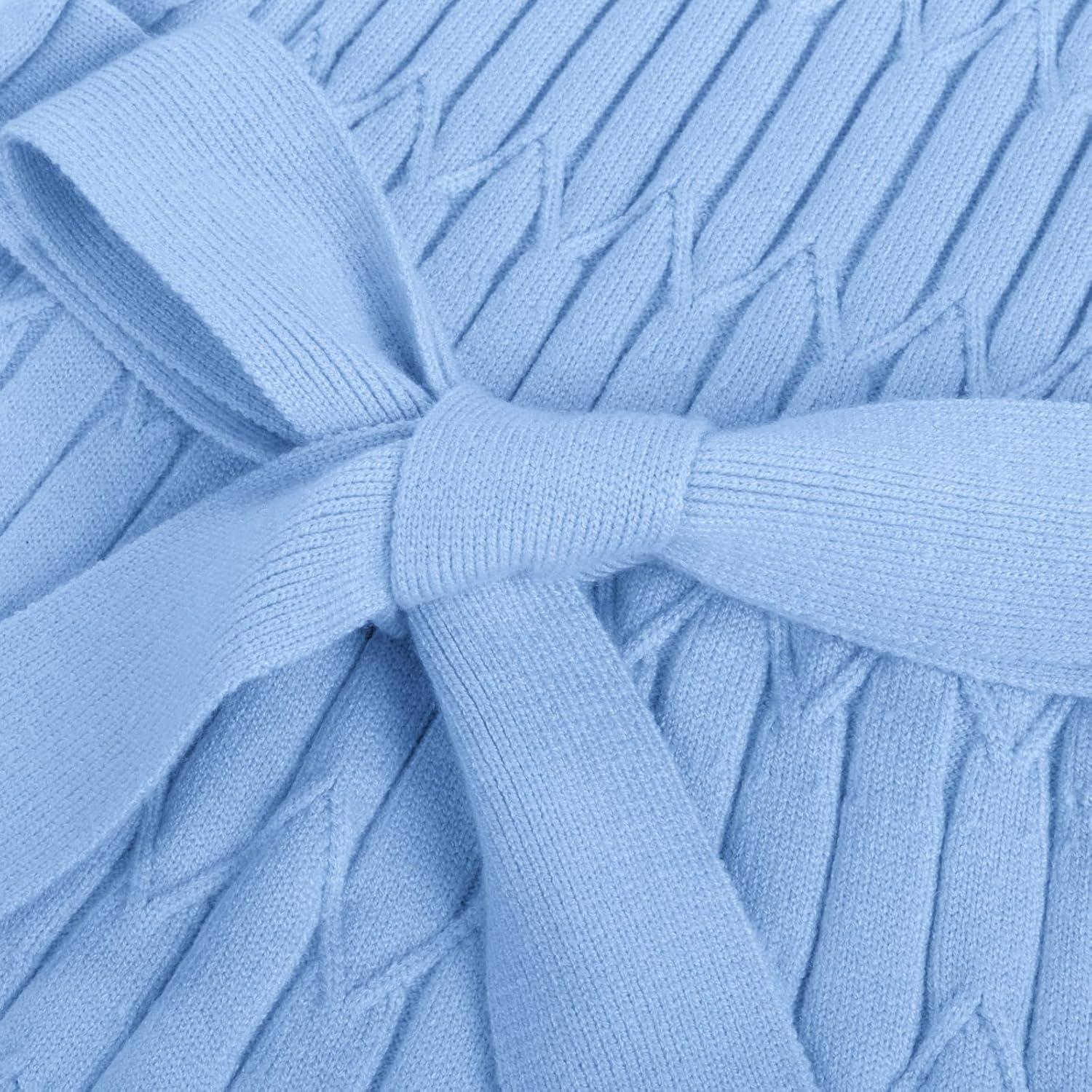 imageGRACE KARIN Girls Dress Fall Winter Sweater Long Sleeve Cable Knit Button Casual Dresses for Teen Girl 614YSky Blue