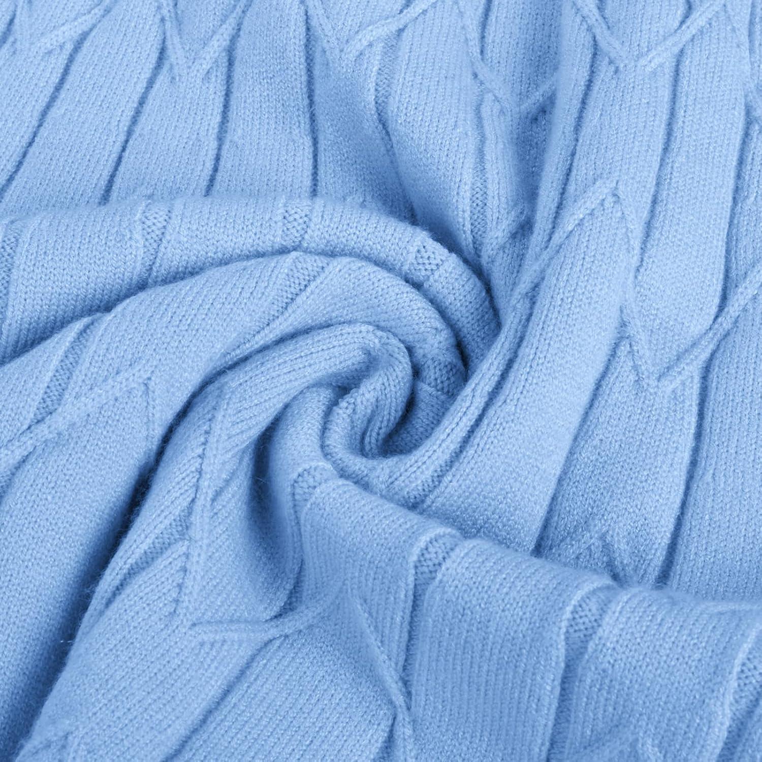imageGRACE KARIN Girls Dress Fall Winter Sweater Long Sleeve Cable Knit Button Casual Dresses for Teen Girl 614YSky Blue
