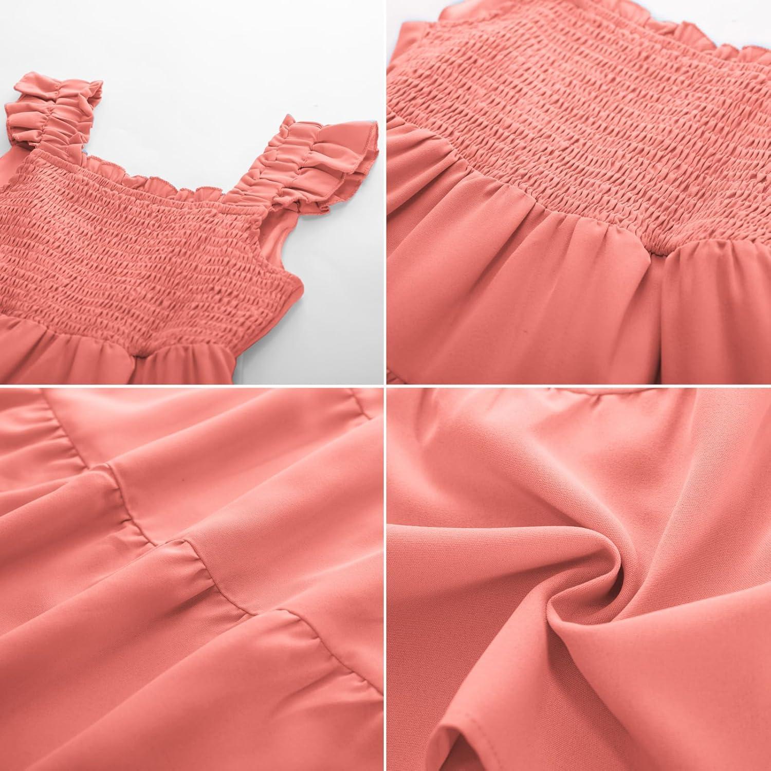 imageGRACE KARIN Girls Dress Summer Tie Back Party Dress Ruffle Sleeve Smoke Tiered Special Occasions Maxi Tween Dresses Size 514Watermelon Red