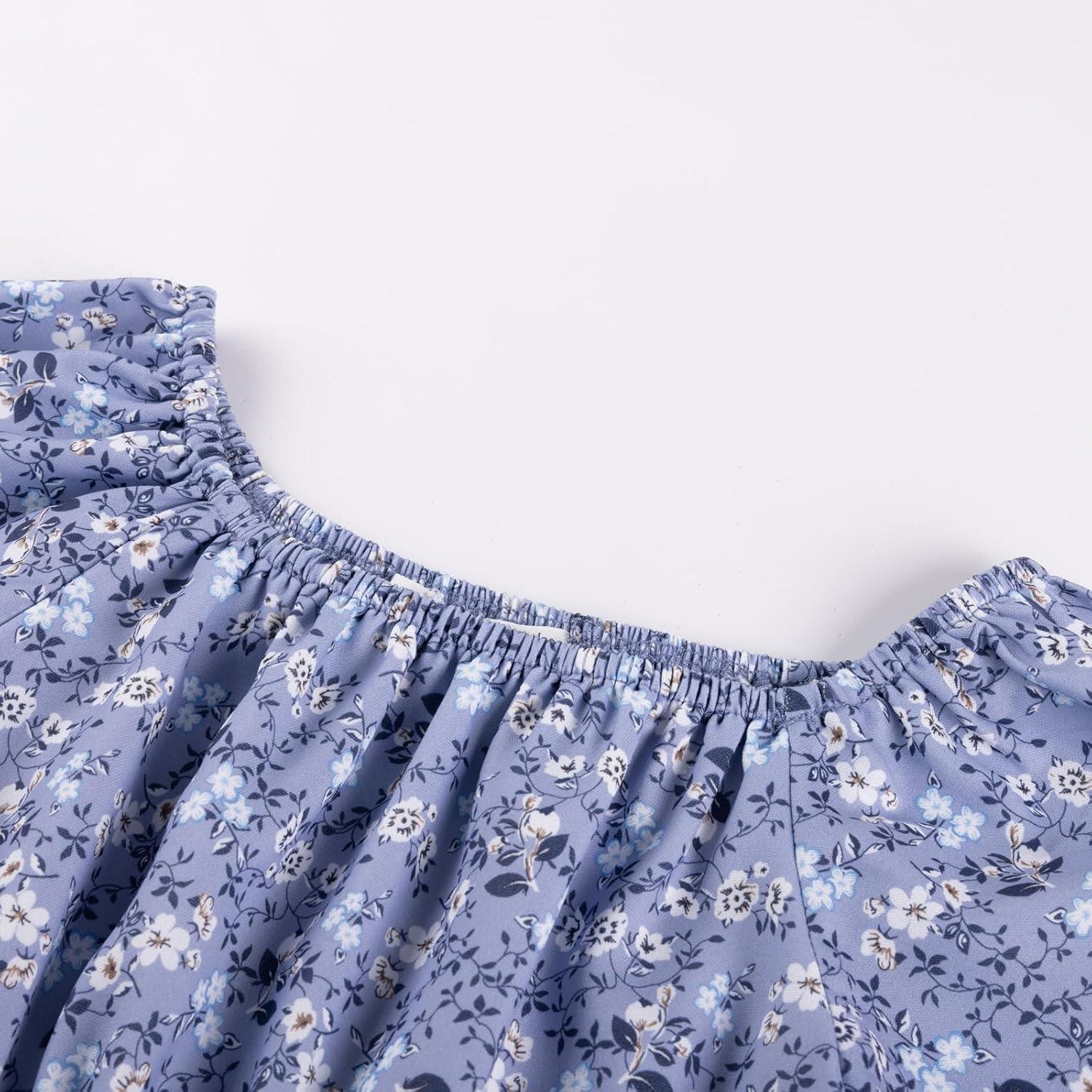 imageGRACE KARIN Girls Fall Dress Floral Long Sleeve Midi with Smocked Waist for Holiday Party 614YMidnight Bloom