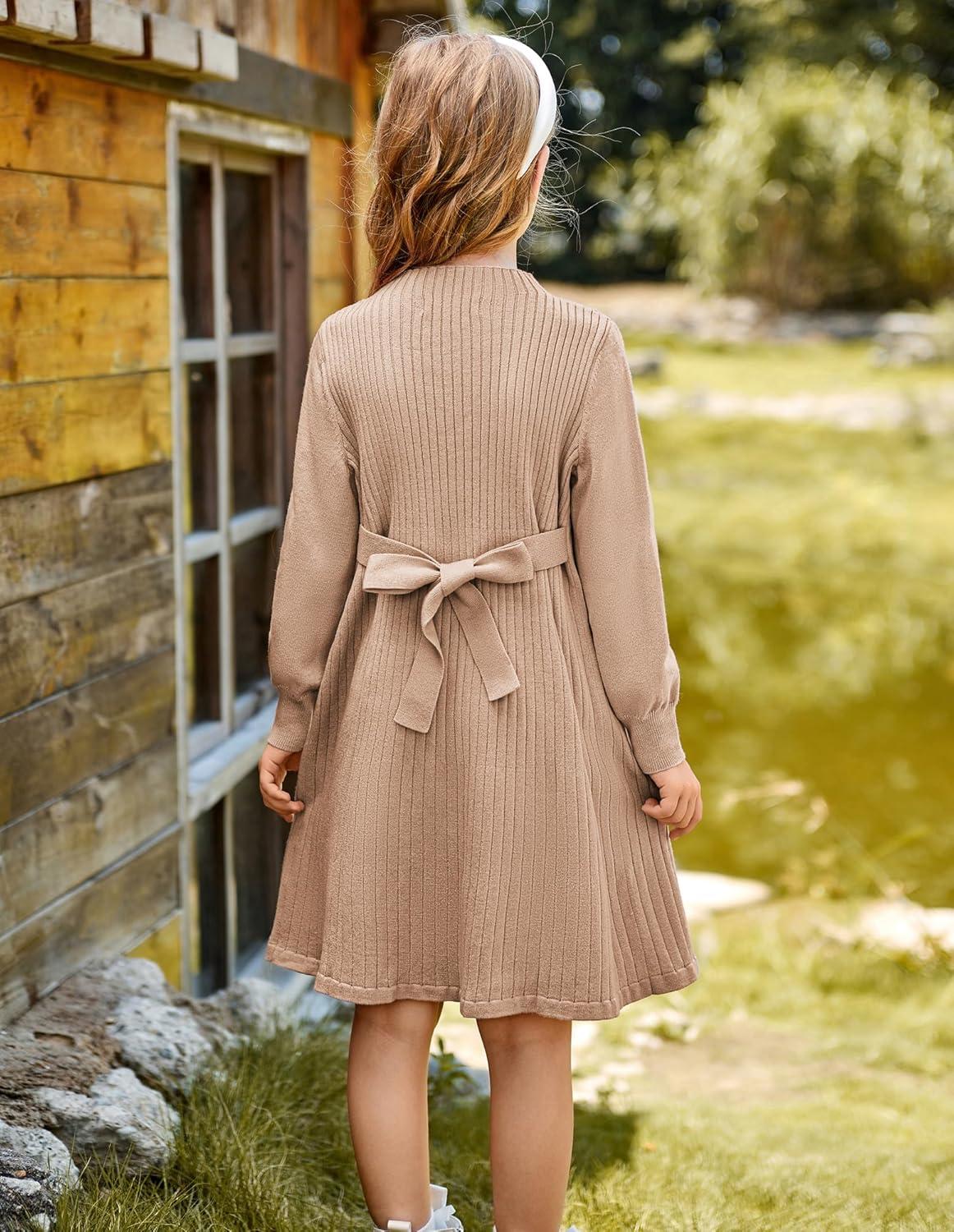 imageGRACE KARIN Girls Fall Sweater Dresses Girl Long Sleeve Winter Dress Kids Knit Casual Formal Dresses Size 614Khaki