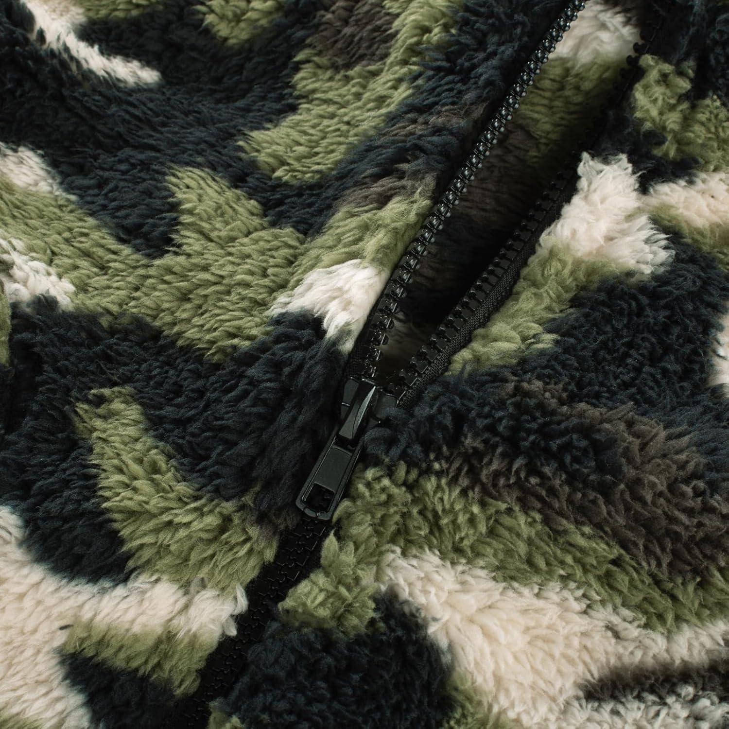 imageGRACE KARIN Girls Fleece Jacket Zip Up Sherpa Coat Kids Fall Hoodie Fuzzy Sweatshirt Size 514Army Green Camouflage