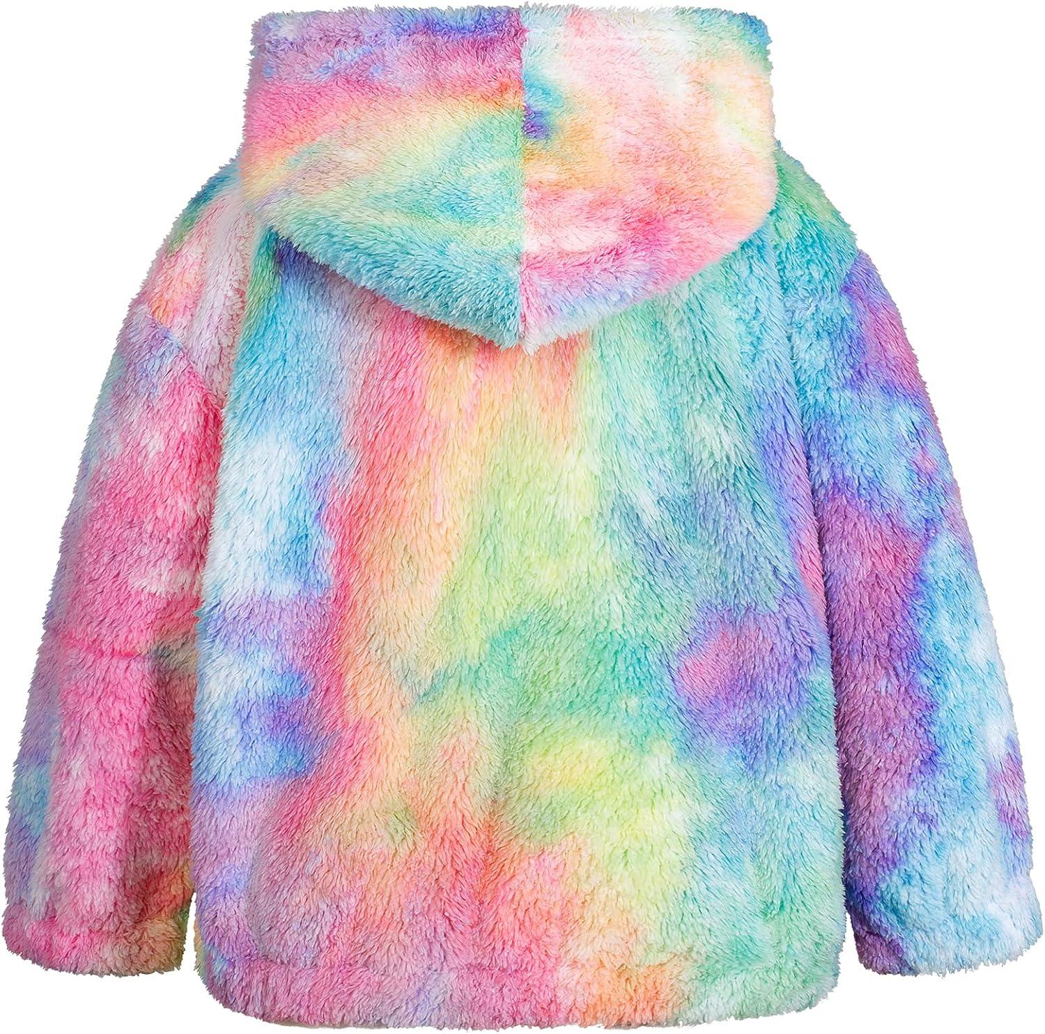 imageGRACE KARIN Girls Fleece Jacket Zip Up Sherpa Coat Kids Fall Hoodie Fuzzy Sweatshirt Size 514Colorful Tiedye