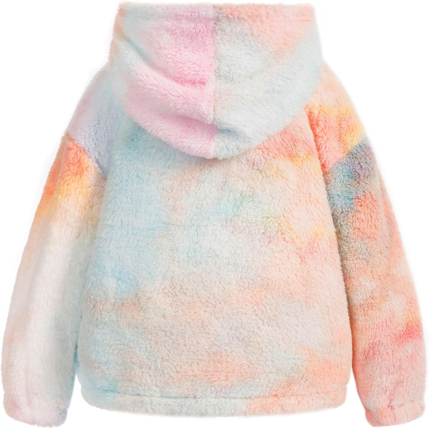 imageGRACE KARIN Girls Fleece Jacket Zip Up Sherpa Coat Kids Fall Hoodie Fuzzy Sweatshirt Size 514Orange Tiedye