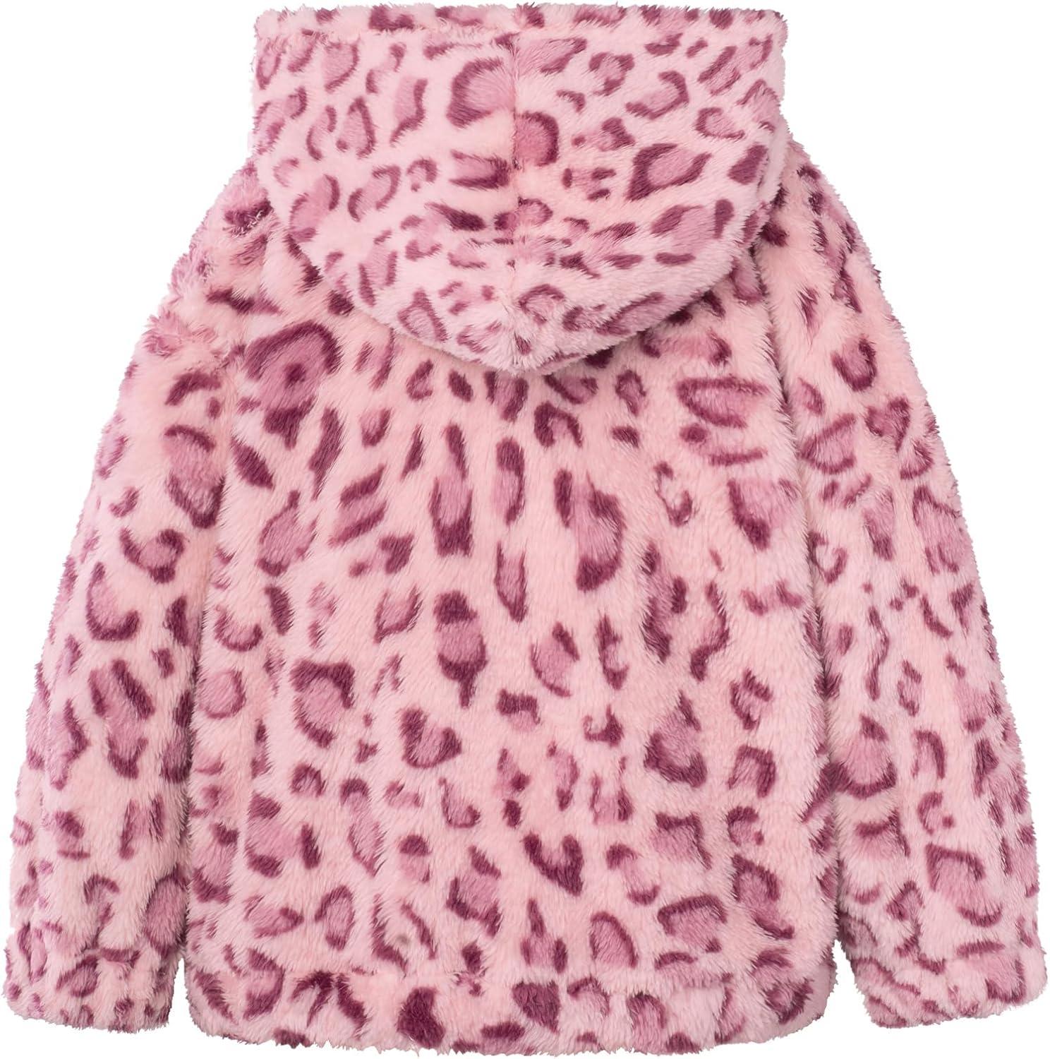 imageGRACE KARIN Girls Fleece Jacket Zip Up Sherpa Coat Kids Fall Hoodie Fuzzy Sweatshirt Size 514Pink Leopard