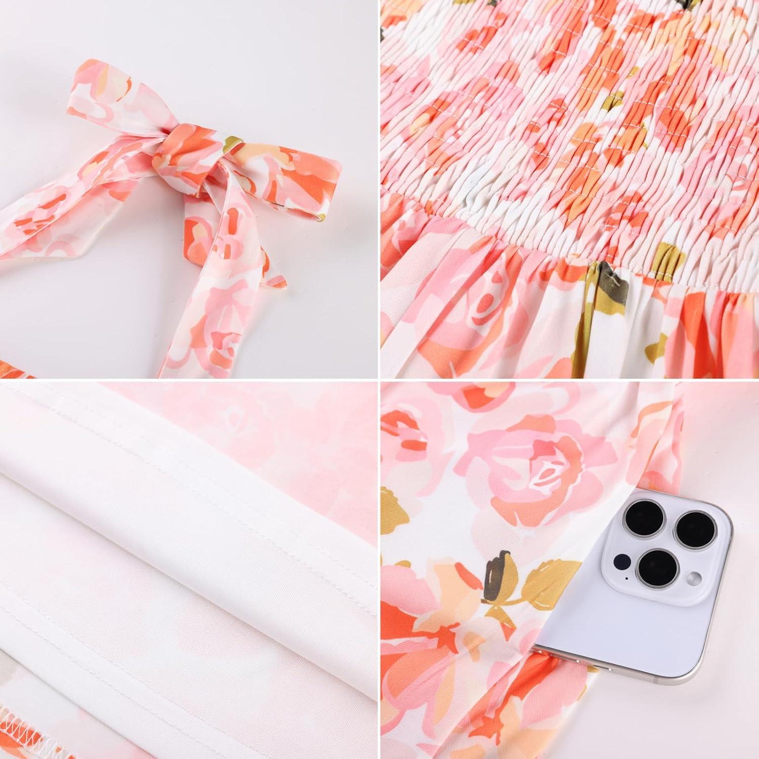 imageGRACE KARIN Girls Floral Summer Dress Spring Holiday Beach Party Sundress Halter Neck Tie Backless Dresses 714 YearsOrange Floral