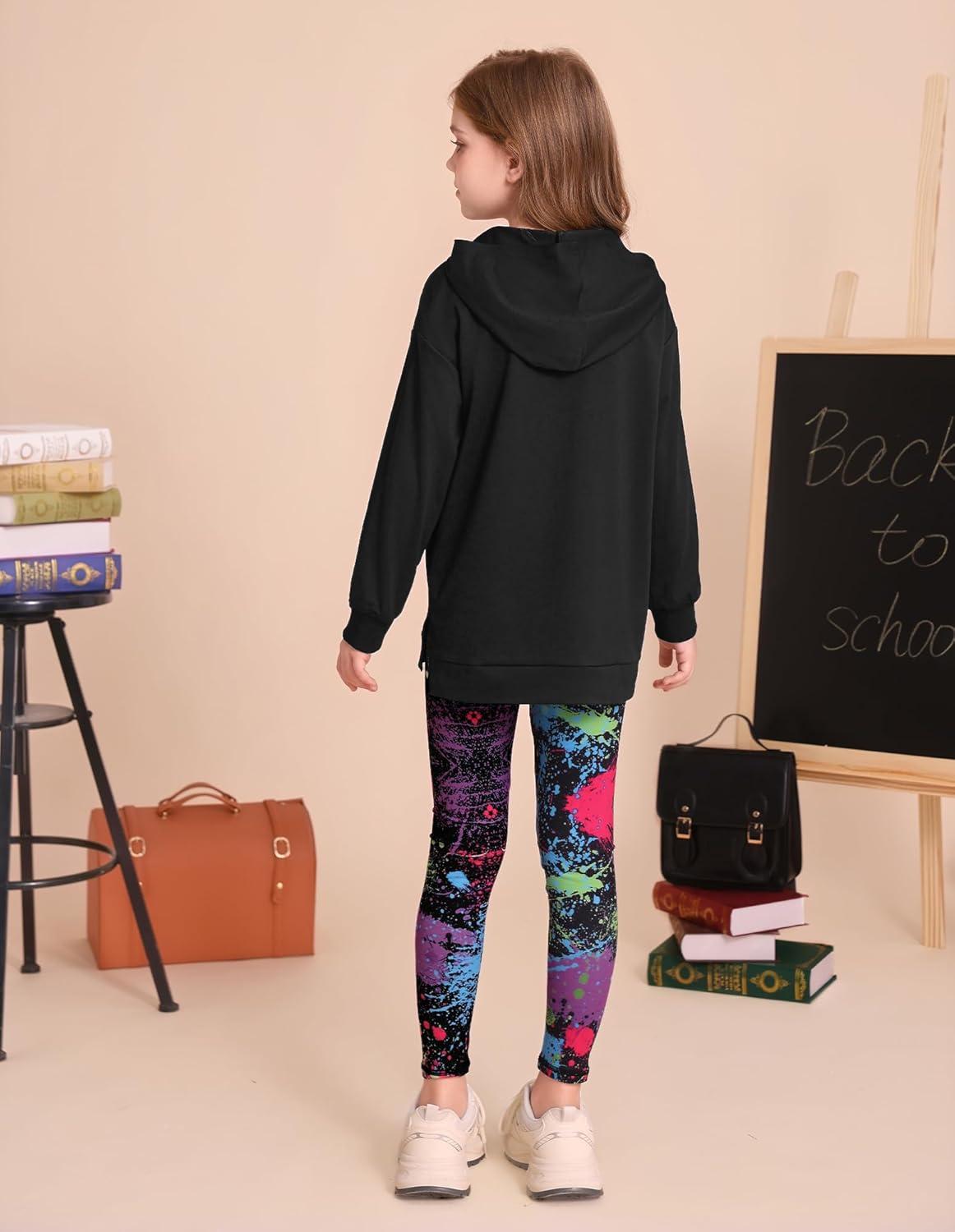 imageGRACE KARIN Girls Hoodie Leggings Set Teen Long Sleeve Fashion Sweatshirts Sweatpant Fall Outfit Winter Clothing 614Black