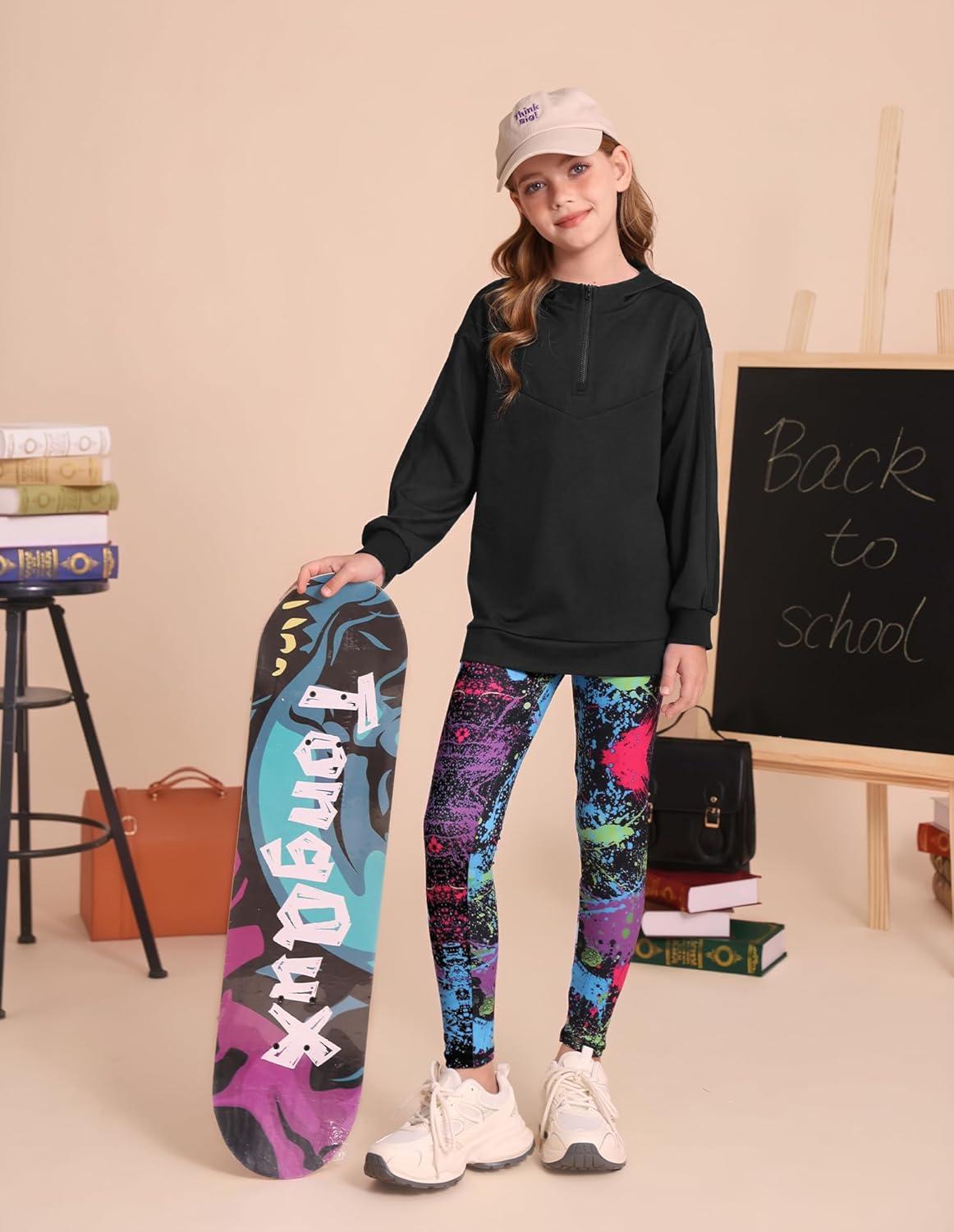 imageGRACE KARIN Girls Hoodie Leggings Set Teen Long Sleeve Fashion Sweatshirts Sweatpant Fall Outfit Winter Clothing 614Black
