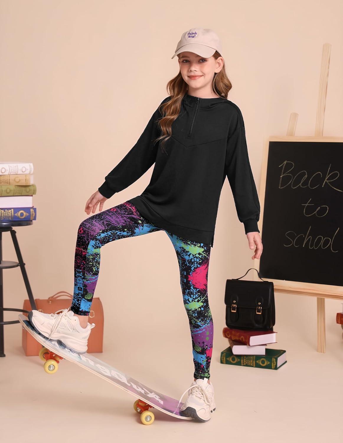 imageGRACE KARIN Girls Hoodie Leggings Set Teen Long Sleeve Fashion Sweatshirts Sweatpant Fall Outfit Winter Clothing 614Black