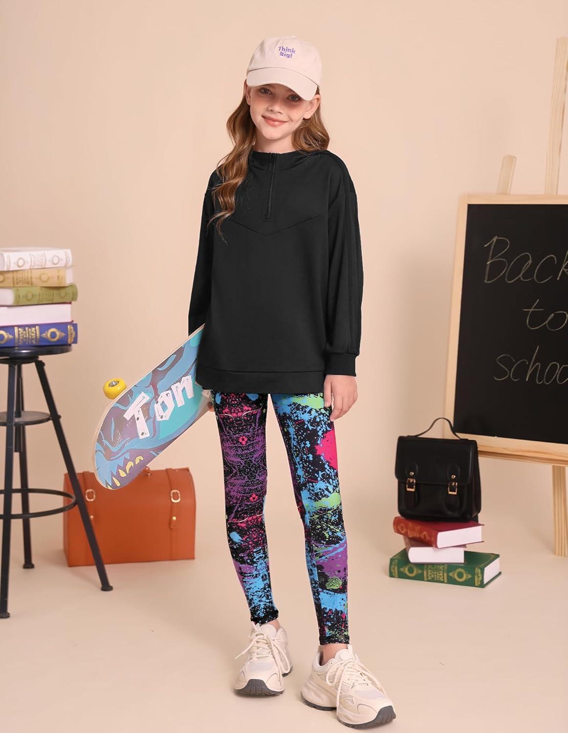 imageGRACE KARIN Girls Hoodie Leggings Set Teen Long Sleeve Fashion Sweatshirts Sweatpant Fall Outfit Winter Clothing 614Black