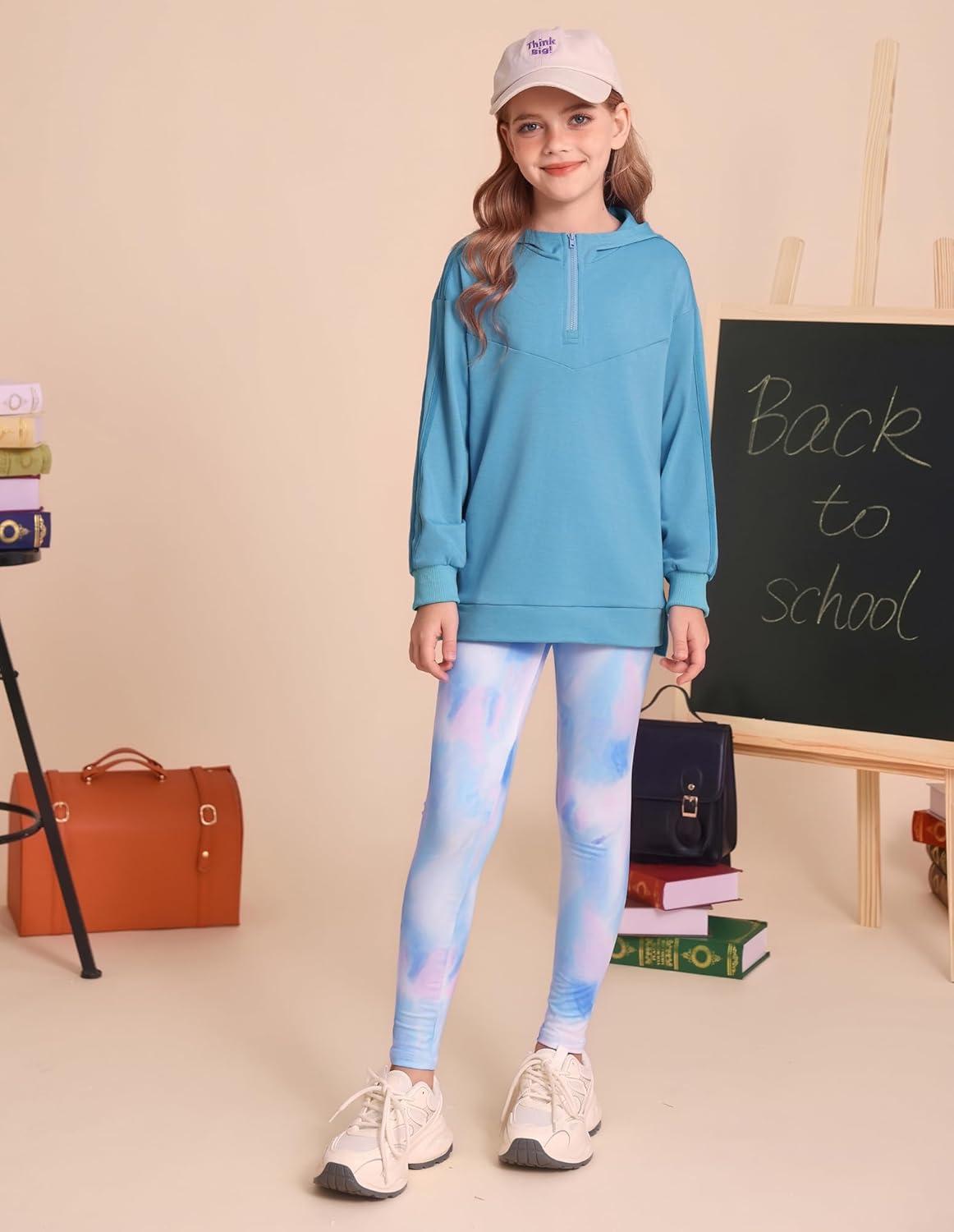 imageGRACE KARIN Girls Hoodie Leggings Set Teen Long Sleeve Fashion Sweatshirts Sweatpant Fall Outfit Winter Clothing 614Dusty Blue