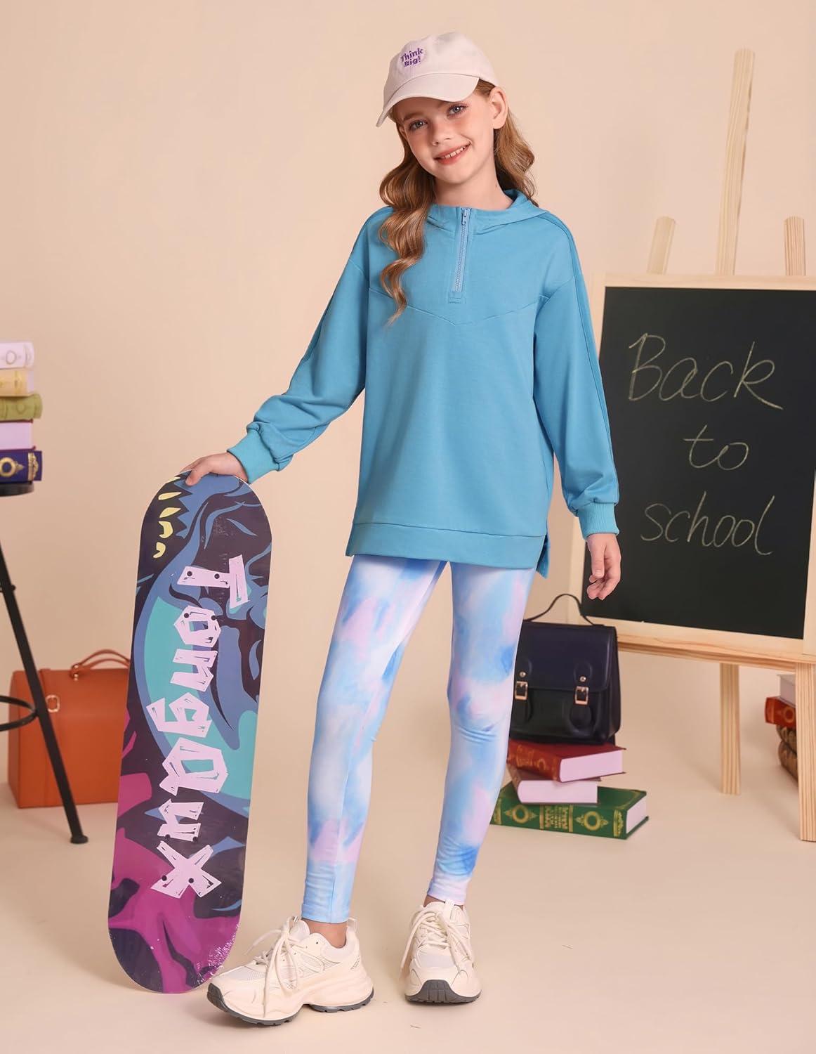 imageGRACE KARIN Girls Hoodie Leggings Set Teen Long Sleeve Fashion Sweatshirts Sweatpant Fall Outfit Winter Clothing 614Dusty Blue
