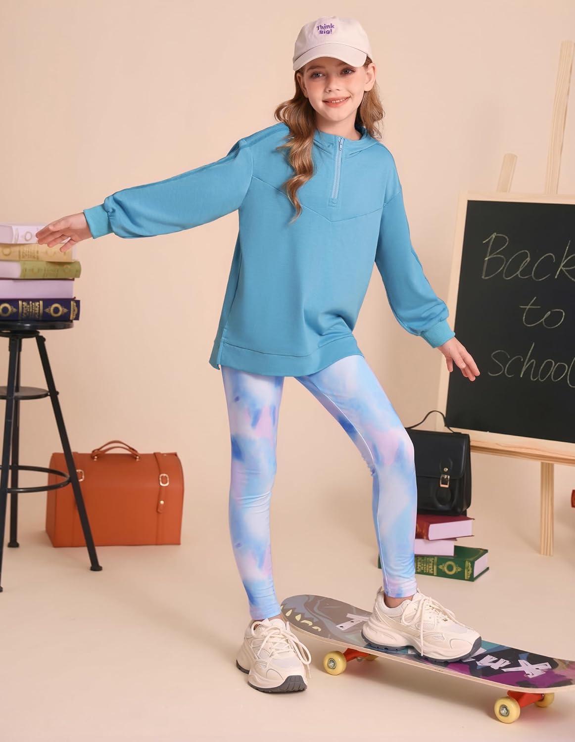 imageGRACE KARIN Girls Hoodie Leggings Set Teen Long Sleeve Fashion Sweatshirts Sweatpant Fall Outfit Winter Clothing 614Dusty Blue