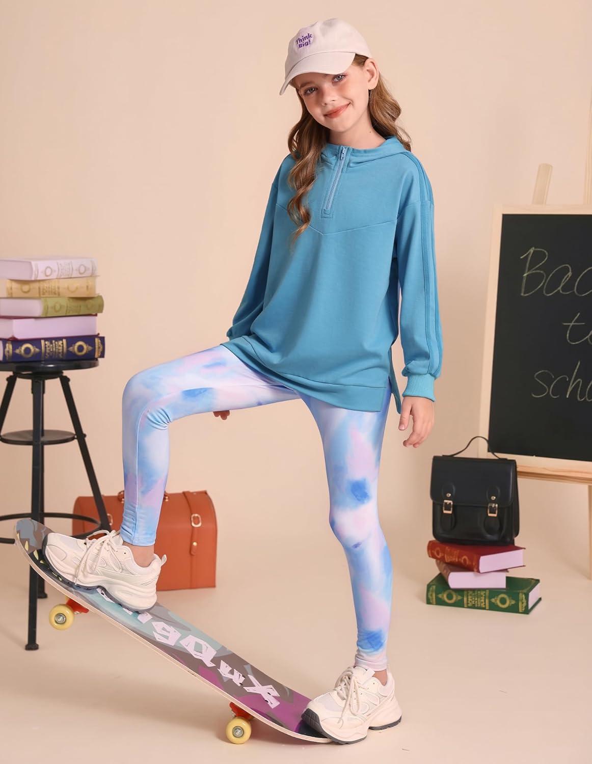 imageGRACE KARIN Girls Hoodie Leggings Set Teen Long Sleeve Fashion Sweatshirts Sweatpant Fall Outfit Winter Clothing 614Dusty Blue
