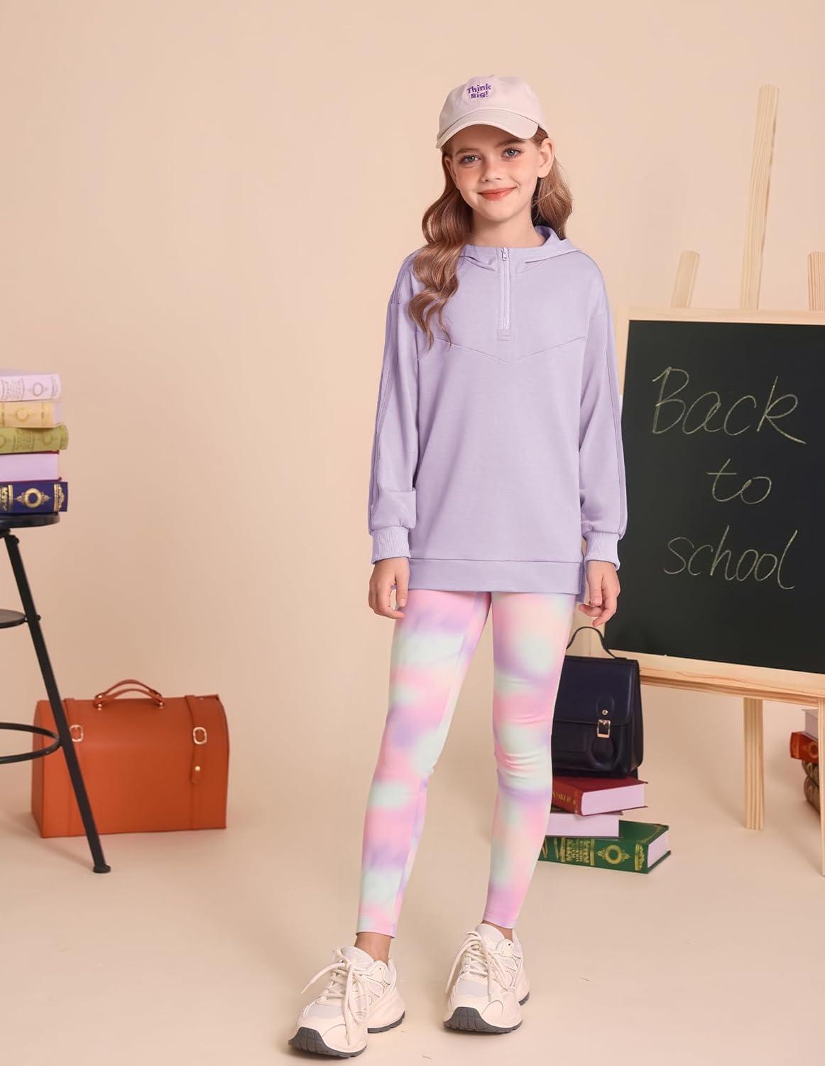 imageGRACE KARIN Girls Hoodie Leggings Set Teen Long Sleeve Fashion Sweatshirts Sweatpant Fall Outfit Winter Clothing 614Light Purple