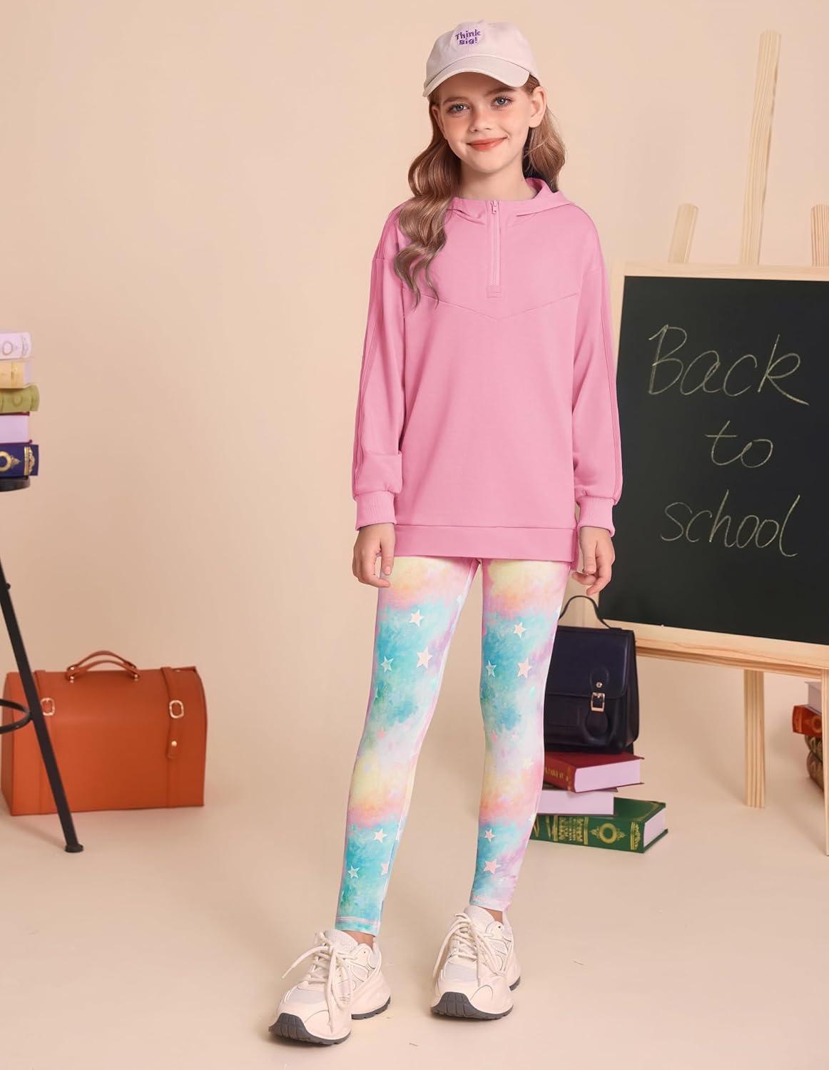 imageGRACE KARIN Girls Hoodie Leggings Set Teen Long Sleeve Fashion Sweatshirts Sweatpant Fall Outfit Winter Clothing 614Pink