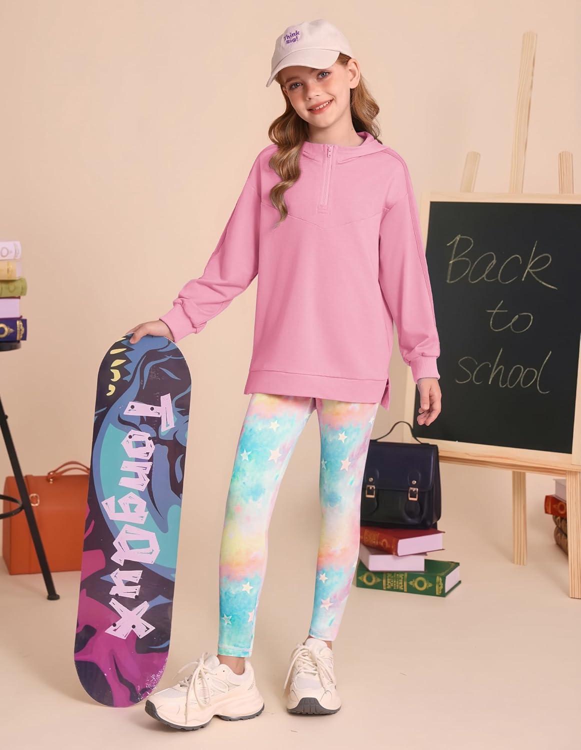 imageGRACE KARIN Girls Hoodie Leggings Set Teen Long Sleeve Fashion Sweatshirts Sweatpant Fall Outfit Winter Clothing 614Pink