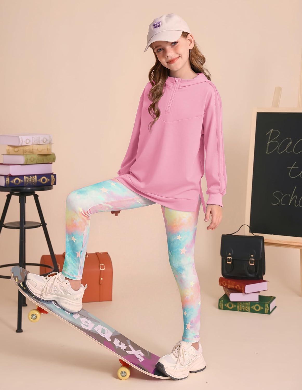 imageGRACE KARIN Girls Hoodie Leggings Set Teen Long Sleeve Fashion Sweatshirts Sweatpant Fall Outfit Winter Clothing 614Pink