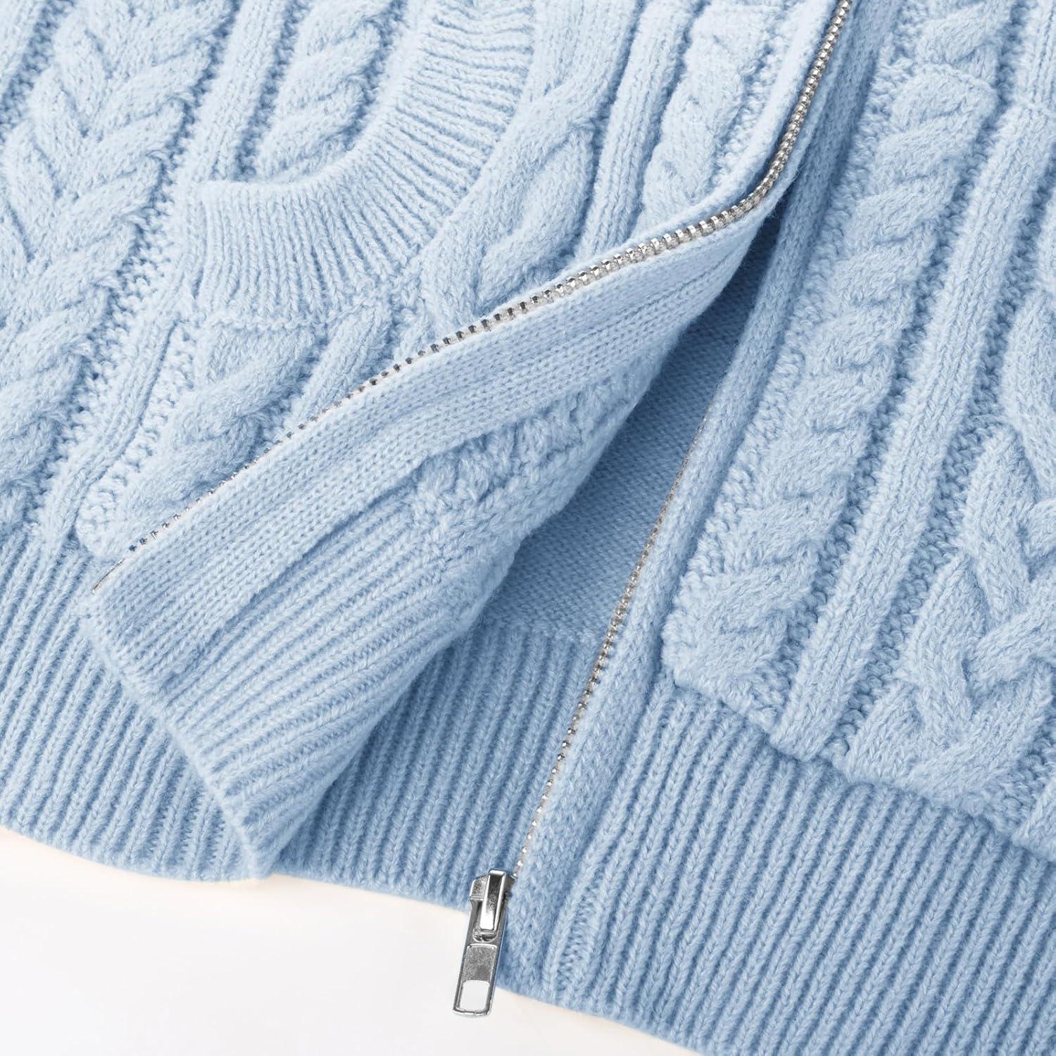 imageGRACE KARIN Girls Knit Cardigan Sweater Zip Long Sleeve Kids School Uniform Fall Jacket Size 614Sky Blue
