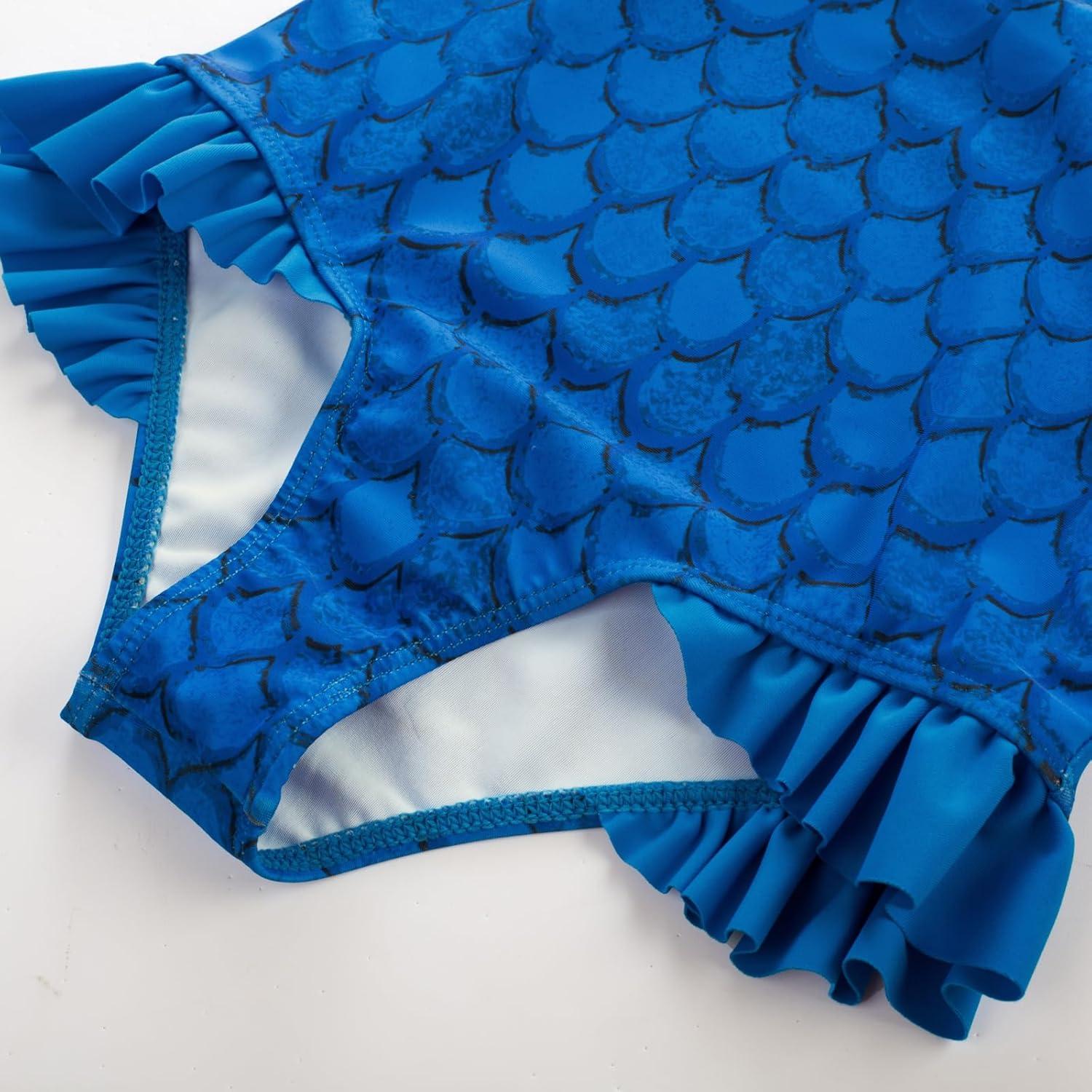 imageGRACE KARIN Girls One Piece Swimsuits Long Sleeve Bathing Suits Swimwear 514YBlue Fish Scale