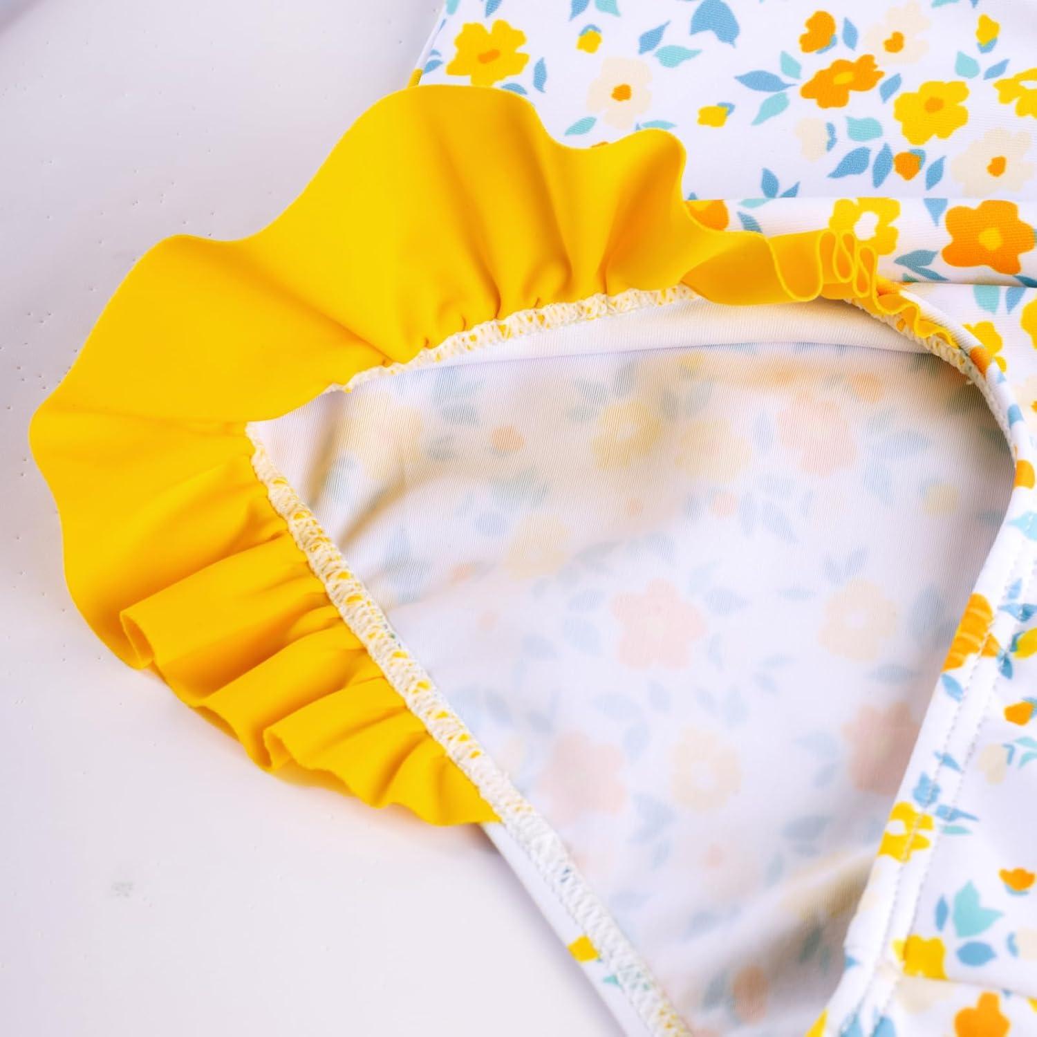 imageGRACE KARIN Girls One Piece Swimsuits Long Sleeve Bathing Suits Swimwear 514YYellow Daisy