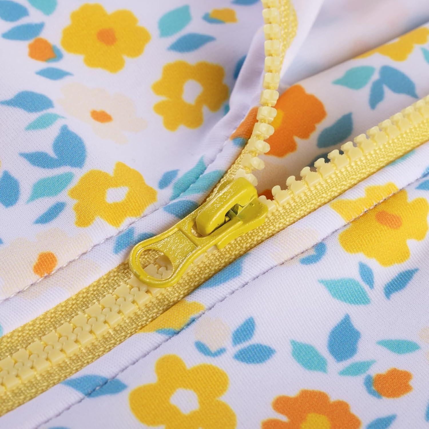 imageGRACE KARIN Girls One Piece Swimsuits Long Sleeve Bathing Suits Swimwear 514YYellow Daisy
