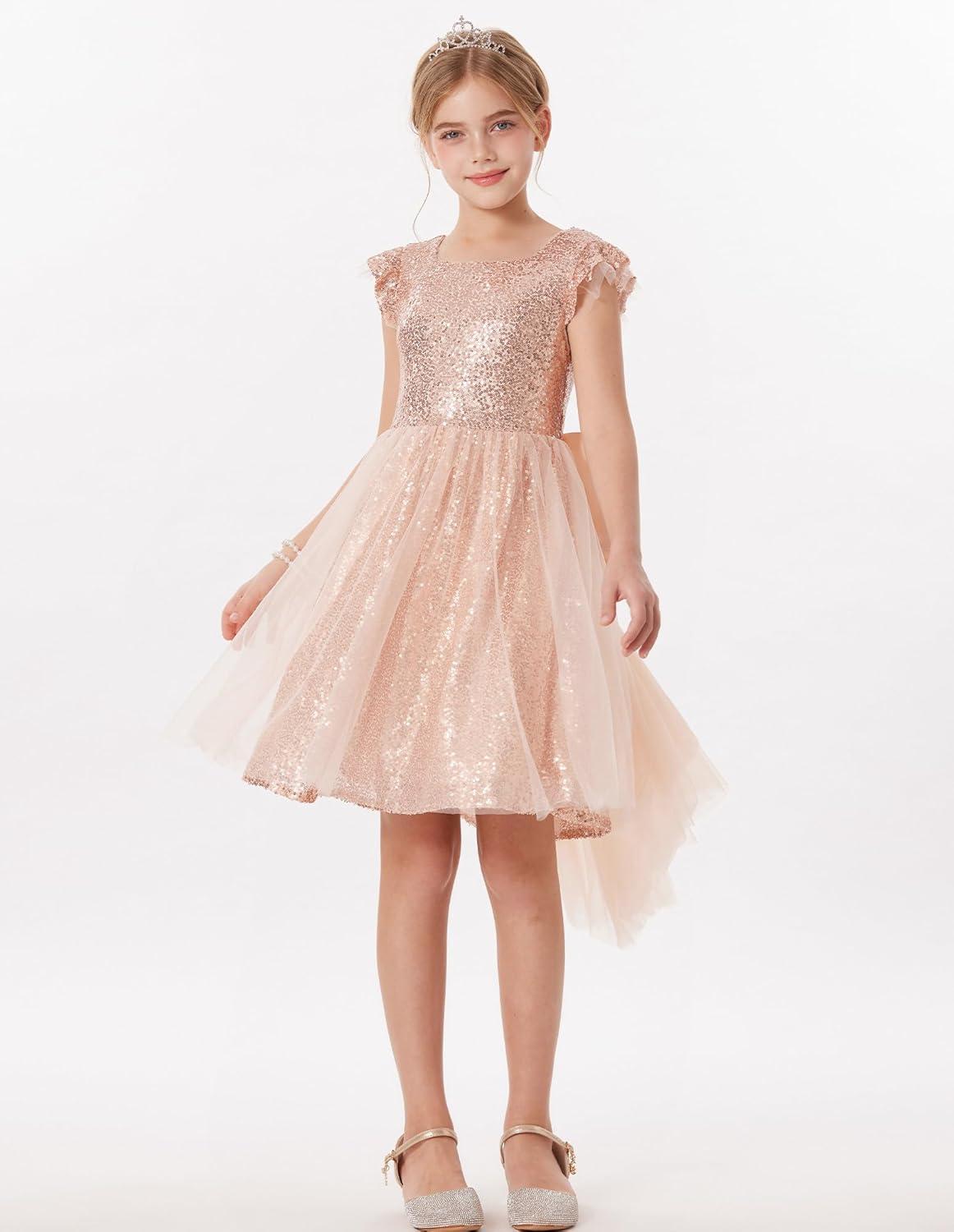 imageGRACE KARIN Girls Party Sequin Dress Size 612Y Kids Birthday Dance Formal Sparkly Dresses Wedding Flower Girl DressRose Gold