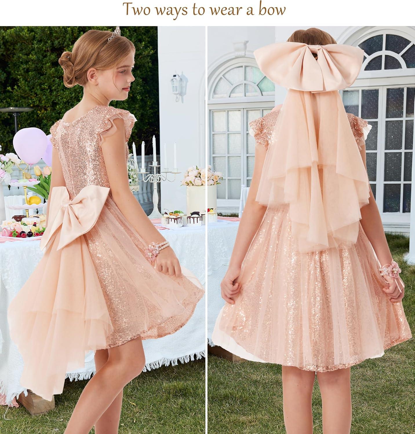 imageGRACE KARIN Girls Party Sequin Dress Size 612Y Kids Birthday Dance Formal Sparkly Dresses Wedding Flower Girl DressRose Gold