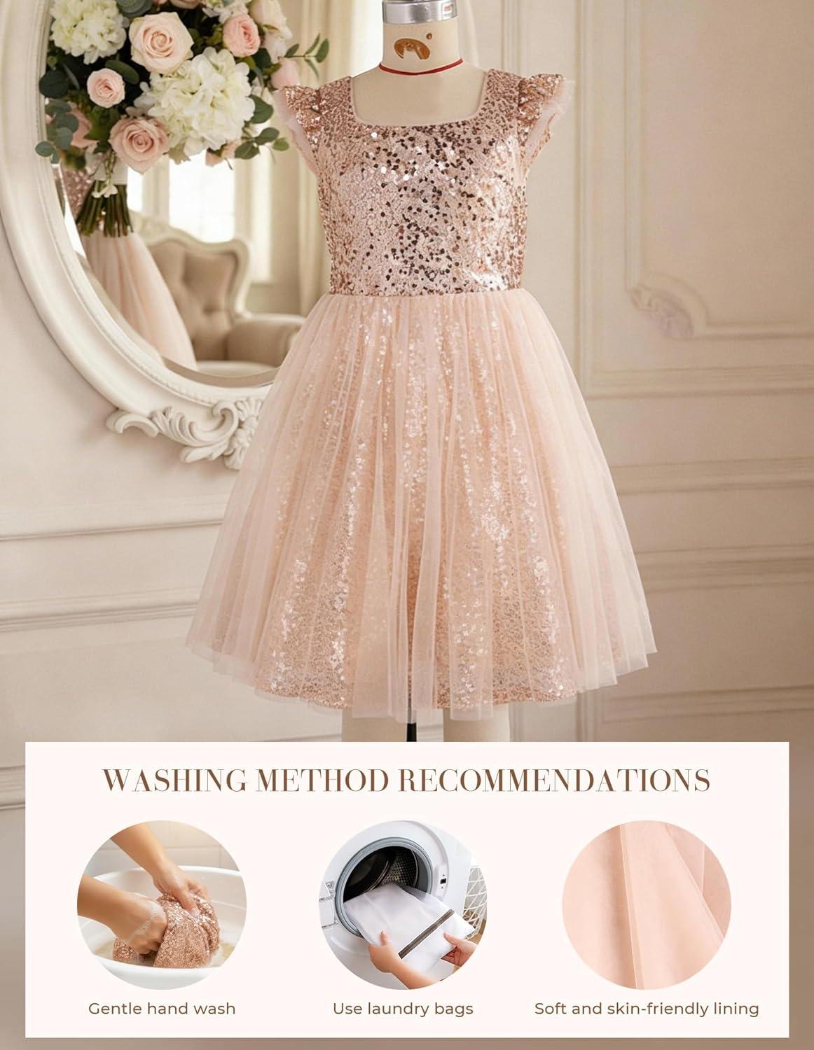 imageGRACE KARIN Girls Party Sequin Dress Size 612Y Kids Birthday Dance Formal Sparkly Dresses Wedding Flower Girl DressRose Gold