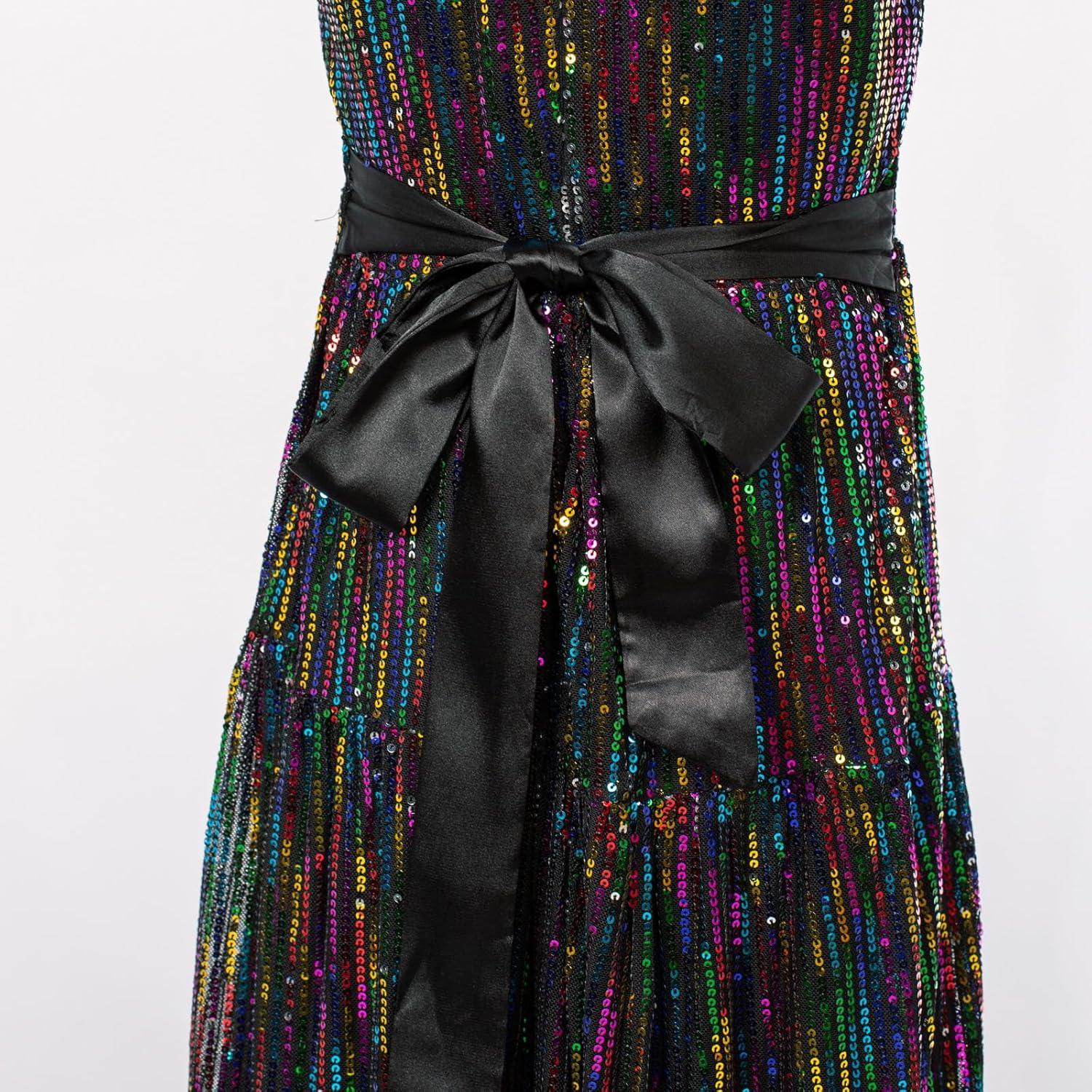 imageGRACE KARIN Girls Sequin Dress Formal Party Elegant Fancy Girls Maxi Long Dress for 514YBlack Multicolor