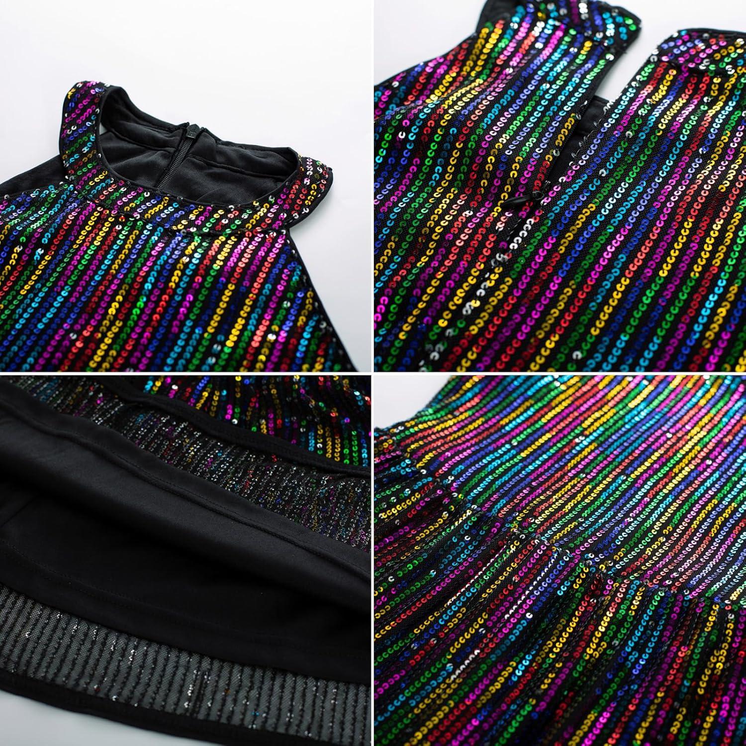imageGRACE KARIN Girls Sequin Dress Formal Party Elegant Fancy Girls Maxi Long Dress for 514YBlack Multicolor