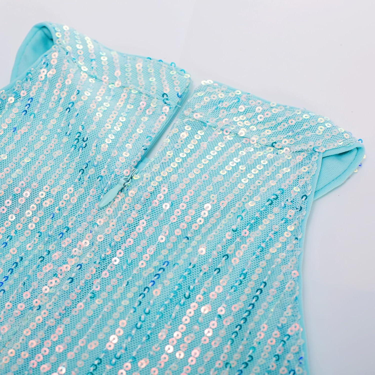 imageGRACE KARIN Girls Sequin Dress Formal Party Elegant Fancy Girls Maxi Long Dress for 514YLight Blue