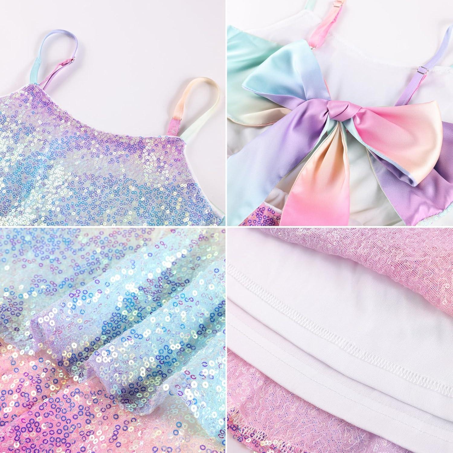 imageGRACE KARIN Girls Sequin Formal Dresses Kids Party Special Occasion Fancy Dress Tie Back 3 Layer Prom Graduation OutfitsPurple Gradient Iridescent