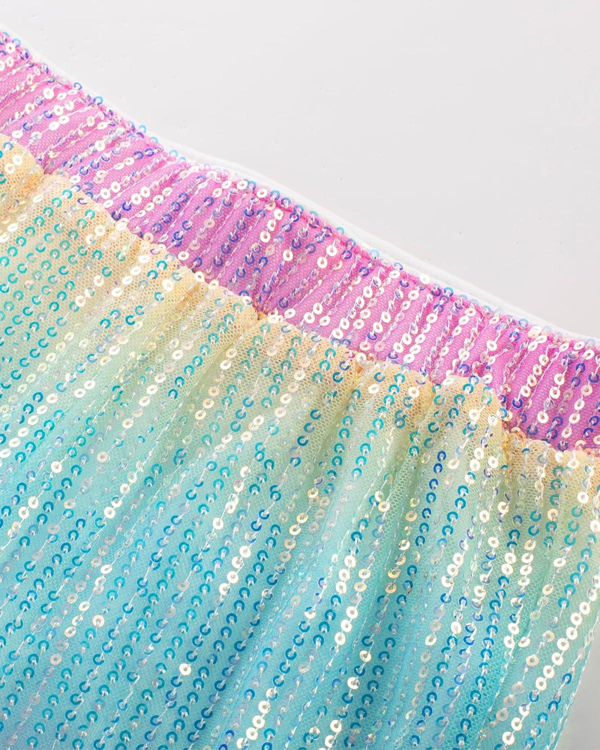 imageGRACE KARIN Girls Sequin Pants Sparke Trouser Glitter Dance Bell Bottoms 514Rainbow