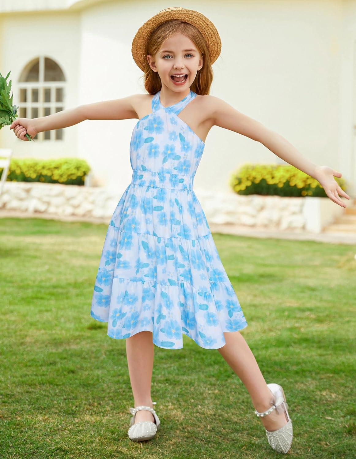 imageGRACE KARIN Girls Summer Dress Off Shoulder Floral Aline Midi Dress 514YBlue Floral