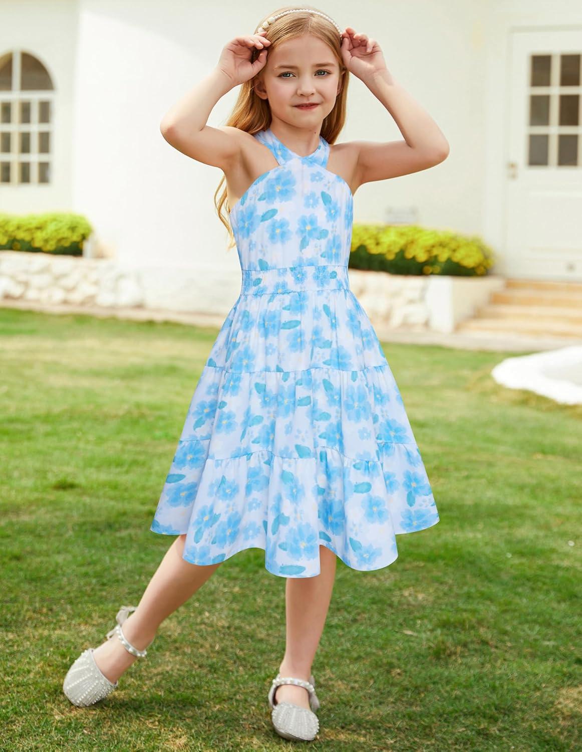imageGRACE KARIN Girls Summer Dress Off Shoulder Floral Aline Midi Dress 514YBlue Floral