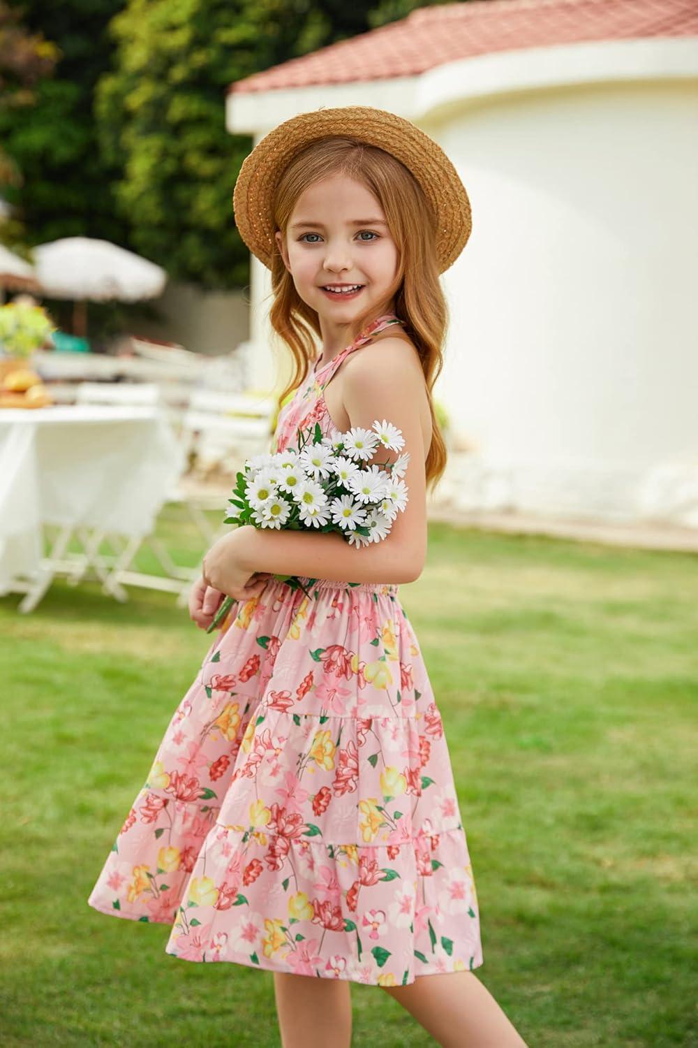 imageGRACE KARIN Girls Summer Dress Off Shoulder Floral Aline Midi Dress 514YFloral on Pink