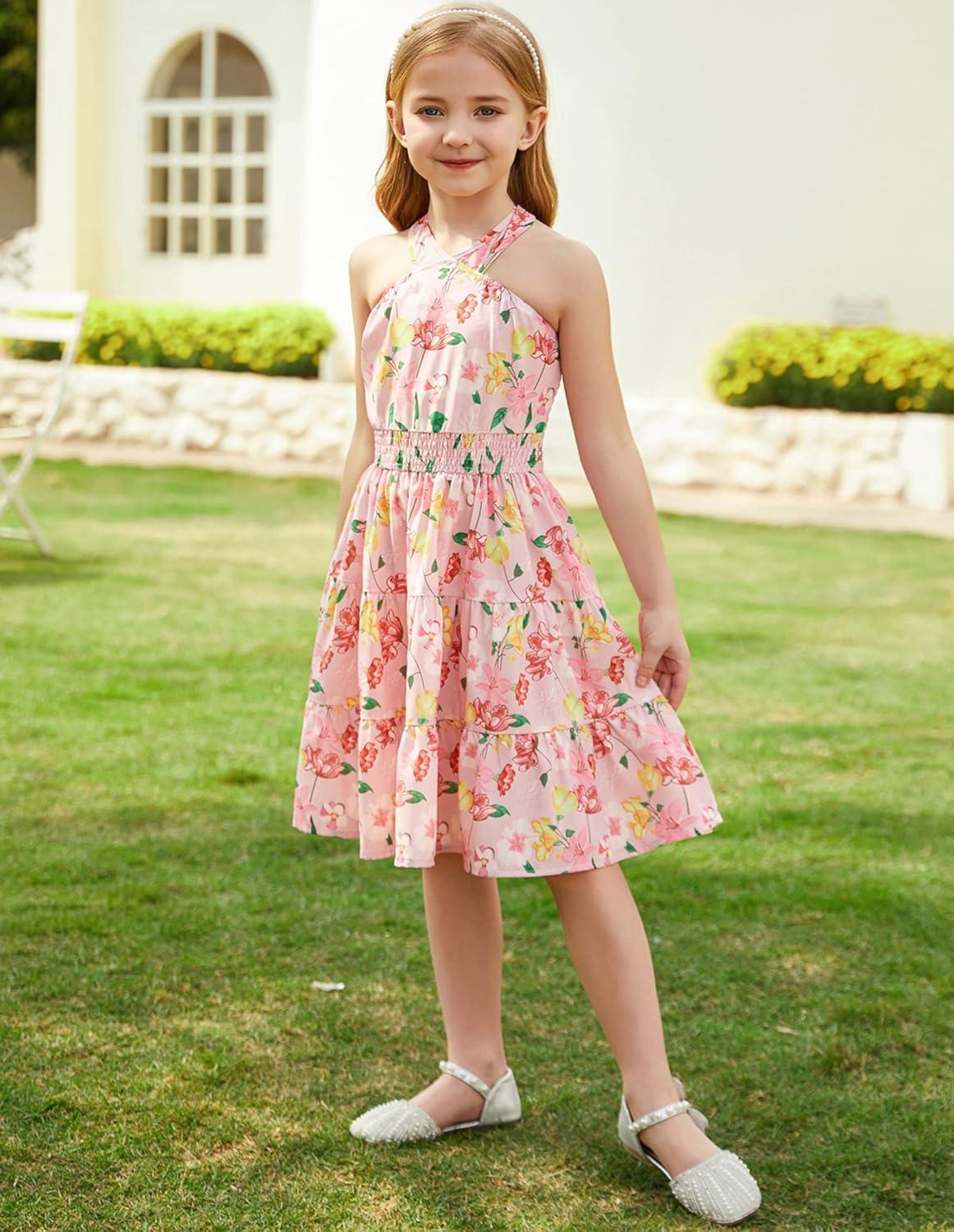 imageGRACE KARIN Girls Summer Dress Off Shoulder Floral Aline Midi Dress 514YFloral on Pink