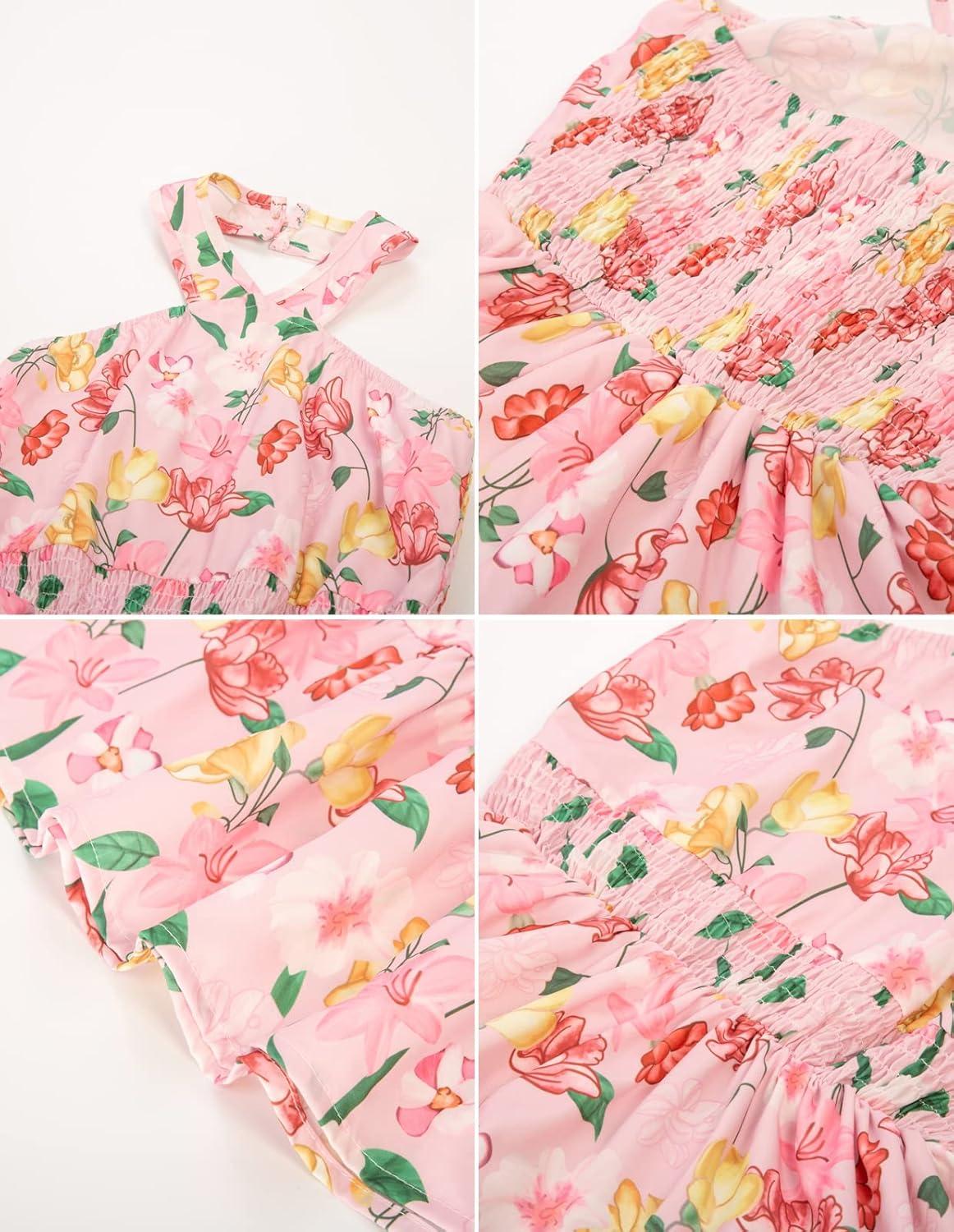 imageGRACE KARIN Girls Summer Dress Off Shoulder Floral Aline Midi Dress 514YFloral on Pink