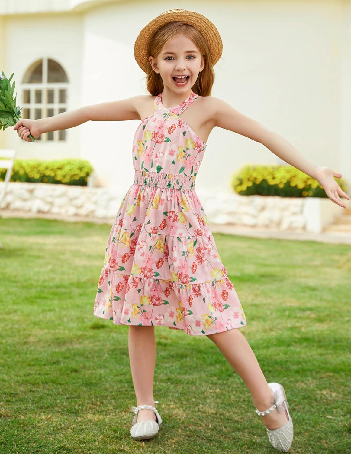 imageGRACE KARIN Girls Summer Dress Off Shoulder Floral Aline Midi Dress 514YFloral on Pink