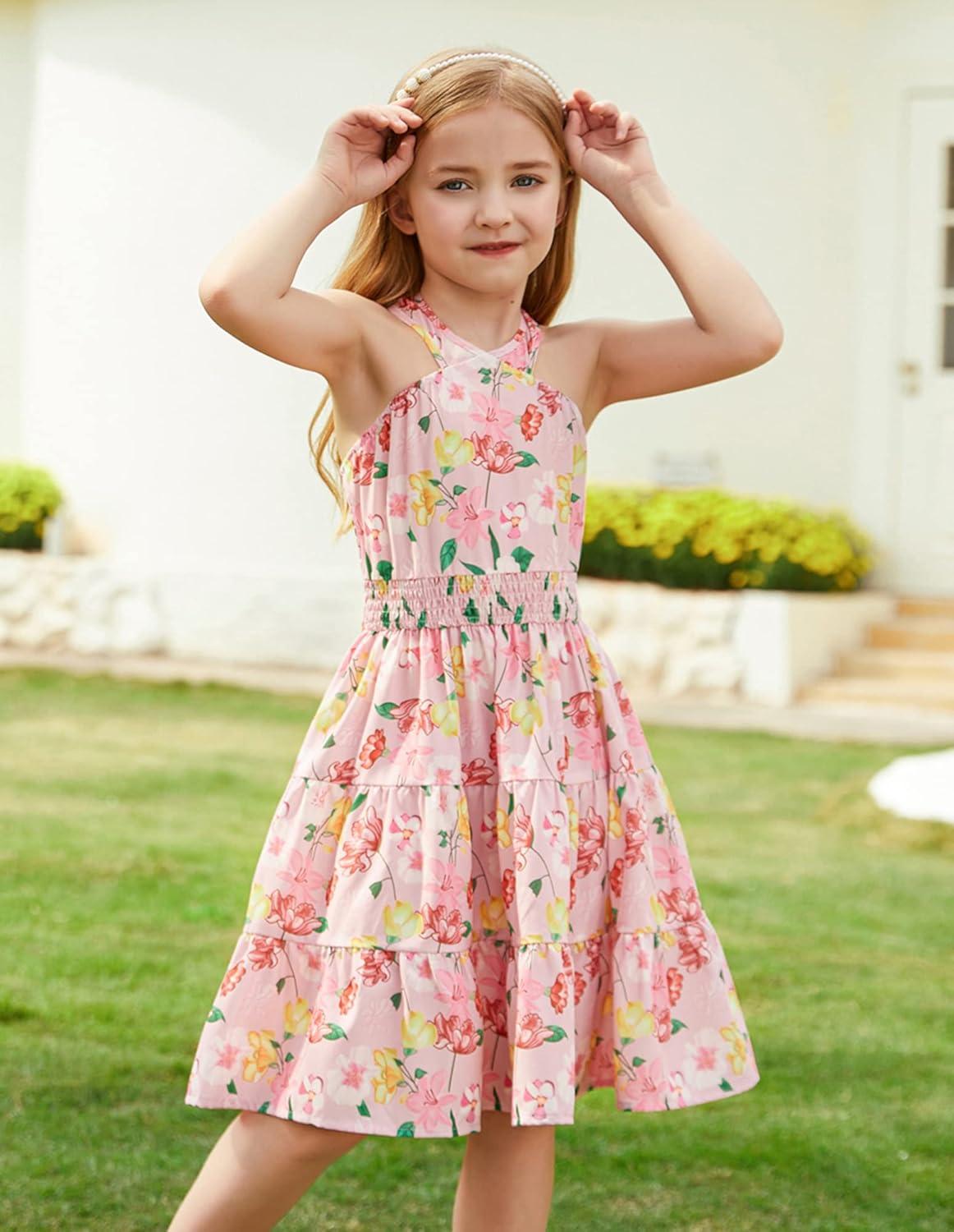 imageGRACE KARIN Girls Summer Dress Off Shoulder Floral Aline Midi Dress 514YFloral on Pink